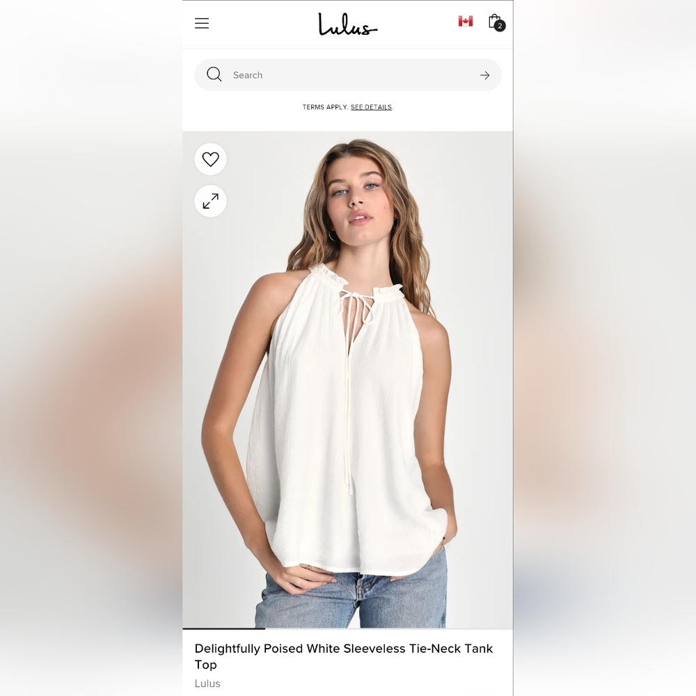 Lulu's Delightfully Poised White Sleeveless Tie-Neck Tank Top, M - Picture 11 of 12
